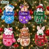 Picture of Personalized Christmas Ornament 2026, Custom Name Mitten Ornament, Cute Animal Christmas Tree Decor, Kids Holiday Keepsake Gift Christmas