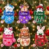Picture of Personalized Christmas Ornament 2026, Custom Name Mitten Ornament, Cute Animal Christmas Tree Decor, Kids Holiday Keepsake Gift Christmas