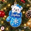 Picture of Personalized Christmas Ornament 2026, Custom Name Mitten Ornament, Cute Animal Christmas Tree Decor, Kids Holiday Keepsake Gift Christmas