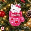 Picture of Personalized Christmas Ornament 2026, Custom Name Mitten Ornament, Cute Animal Christmas Tree Decor, Kids Holiday Keepsake Gift Christmas
