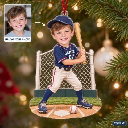 Picture of Personalized Baseball Boy Ornament, Custom Name & Number Acrylic Christmas Ornament, Baseball Player Keepsake, Sports Gift for Kids 2026