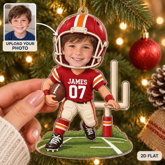 Picture of Personalized Football Boy Ornament, Custom Name & Number Acrylic Christmas Ornament, Football Player Keepsake Gift for Kids Sports Fans 2026