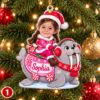 Picture of Personalized Kids Photo Christmas Ornament 2026, Custom Name Animal Rider Ornament, Boy Girl Holiday Keepsake, Grandkids Christmas Gift