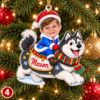 Picture of Personalized Kids Photo Christmas Ornament 2026, Custom Name Animal Rider Ornament, Boy Girl Holiday Keepsake, Grandkids Christmas Gift