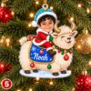 Picture of Personalized Kids Photo Christmas Ornament 2026, Custom Name Animal Rider Ornament, Boy Girl Holiday Keepsake, Grandkids Christmas Gift