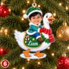 Picture of Personalized Kids Photo Christmas Ornament 2026, Custom Name Animal Rider Ornament, Boy Girl Holiday Keepsake, Grandkids Christmas Gift
