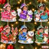 Picture of Personalized Christmas Ornament 2026, Custom Photo & Name Kids Sleigh Ornament, Grandkids Holiday Keepsake, Animal Christmas Gift 2026