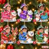 Picture of Personalized Christmas Ornament 2026, Custom Photo & Name Kids Sleigh Ornament, Grandkids Holiday Keepsake, Animal Christmas Gift 2026