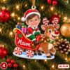 Picture of Personalized Christmas Ornament 2026, Custom Photo & Name Kids Sleigh Ornament, Grandkids Holiday Keepsake, Animal Christmas Gift 2026