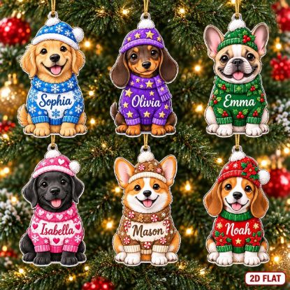 Picture of Personalized Dog Christmas Ornament 2026, Custom Name Pet Ornament, Puppy Christmas Tree Decor, Dog Lover Gift, Pet Keepsake Christmas
