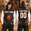 Picture of Personalized Halloween Sleeveless Hoodie, Custom Name & Number Pumpkin Hoodie, Spooky Jack O Lantern Team Shirt, Halloween Gift Shirt