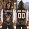 Picture of Personalized Hunting Sleeveless Hoodie, Custom Name & Number Deer Hoodie, Camo Buck Hunting Shirt, Hunter Gift for Men Hunter Dad Hunting