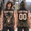 Picture of Personalized Hunting Sleeveless Hoodie, Custom Name & Number Deer Hoodie, Camo Buck Hunting Shirt, Hunter Gift for Men Hunter Dad Hunting