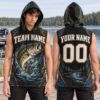 Picture of Personalized Bass Fishing Sleeveless Hoodie, Custom Fishing Team Name Shirt, Fisherman Hoodie, Fishing Jersey, Angler Gift for Men