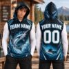Picture of Personalized Marlin Fishing Sleeveless Hoodie, Custom Name Number Fishing Shirt, Deep Sea Fishing Jersey, Fisherman Gift for Men