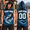 Picture of Personalized Marlin Fishing Sleeveless Hoodie, Custom Name Number Fishing Shirt, Deep Sea Fishing Jersey, Fisherman Gift for Men