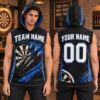 Picture of Personalized Darts Sleeveless Hoodie, Custom Team Name Number Dart Shirt, Darts Team Jersey, Dart Player Gift for Men, League Apparel