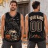 Picture of Personalized Halloween Basketball Jersey, Custom Name Raven Skull Shirt, Gothic Spooky Jersey, Halloween Sportswear, Horror Gift for Men