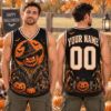 Picture of Personalized Halloween Scarecrow Jersey, Custom Name Pumpkin Sleeveless Shirt, Jack O Lantern Spooky Jersey, Halloween Fall Gift for Men