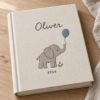 Picture of Personalized Baby Memory Book, Embroidered Elephant Keepsake Journal, Custom Name Baby Album, First Year Milestone Book, Newborn Baby Gift