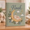 Picture of Personalized Baby Memory Book, Little Dreamer Bunny Keepsake Journal, Moonlight Nursery Embroidered Album, Custom Name First Year Gift 2026