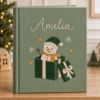 Picture of Personalized Christmas Memory Book, Christmas Surprise Snowman Keepsake Journal, Embroidered Holiday Story Album, Custom Name Winter Gift