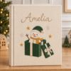 Picture of Personalized Christmas Memory Book, Christmas Surprise Snowman Keepsake Journal, Embroidered Holiday Story Album, Custom Name Winter Gift
