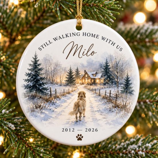 Picture of Personalized Dog Memorial Ornament 2026, Custom Pet Loss Christmas Keepsake, Rainbow Bridge Dog Ornament, In Memory of Beloved Pet Gift