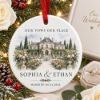 Picture of Personalized Wedding Venue Ornament 2026, Custom Couple Names & Date Watercolor Keepsake, Newlywed Christmas Gift, Wedding Memory Ornament