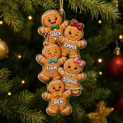 Picture of Personalized Gingerbread Family Ornament, Custom Names Christmas Ornament, Gingerbread Kids Keepsake, Family Christmas Gift 2026, Tree Decor