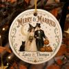Picture of Vintage Halloween Wedding Ornament 2026, Personalized Merry Married Couple Keepsake, Victorian Gothic Bride Groom Gift, Custom Names