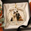 Picture of Vintage Halloween Wedding Ornament 2026, Personalized Merry Married Couple Keepsake, Victorian Gothic Bride Groom Gift, Custom Names