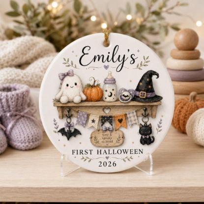 Picture of Personalized Baby’s First Halloween Ornament 2026, Custom Name Cute Halloween Keepsake, Baby Nursery Decor, Newborn Halloween Gift