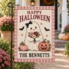 Picture of Personalized Pink Halloween Garden Flag, Custom Family Name Ghost Flag, Cute Pumpkin Fall Yard Decor, Girly Halloween Porch Decor