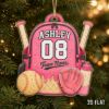 Picture of Personalized Softball Backpack Ornament, Custom Softball Player Gift, Sports Team Christmas Ornament, Girl Athlete Keepsake, Jersey Gift
