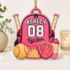 Picture of Personalized Softball Backpack Ornament, Custom Softball Player Gift, Sports Team Christmas Ornament, Girl Athlete Keepsake, Jersey Gift