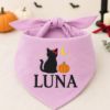 Picture of Personalized Embroidered Dog Bandana, Custom Pet Name Halloween Bandana, Black Cat Pumpkin Embroidery, Spooky Pet Gift 2026