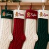 Picture of Personalized Embroidered Christmas Stocking, Custom Name Knit Stocking, Gingerbread Embroidery, Family Holiday Stocking, Christmas Gift 2026