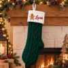 Picture of Personalized Embroidered Christmas Stocking, Custom Name Knit Stocking, Gingerbread Embroidery, Family Holiday Stocking, Christmas Gift 2026