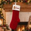 Picture of Personalized Embroidered Christmas Stocking, Custom Name Knit Stocking, Gingerbread Embroidery, Family Holiday Stocking, Christmas Gift 2026