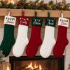 Picture of Personalized Embroidered Christmas Stocking, Custom Name Knit Stocking, Christmas Lights Embroidery, Family Stocking, Holiday Gift 2026
