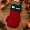 Picture of Personalized Embroidered Christmas Stocking, Custom Name Knit Stocking, Christmas Letter Embroidery, Family Holiday Stocking Gift 2026