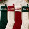 Picture of Personalized Embroidered Christmas Stocking, Custom Name Knit Stocking, Christmas Bell Embroidery, Family Holiday Stocking Gift 2026