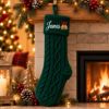 Picture of Personalized Embroidered Christmas Stocking, Custom Name Knit Stocking, Christmas Bell Embroidery, Family Holiday Stocking Gift 2026