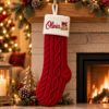 Picture of Personalized Embroidered Christmas Stocking, Custom Name Knit Stocking, Christmas Bell Embroidery, Family Holiday Stocking Gift 2026