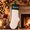 Picture of Personalized Embroidered Christmas Stocking, Custom Name Knit Stocking, Christmas Bell Embroidery, Family Holiday Stocking Gift 2026