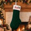 Picture of Personalized Embroidered Christmas Stocking, Custom Name Knit Stocking, Holly Berry Embroidery, Family Holiday Stocking Gift 2026 Christmas
