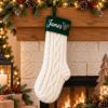 Picture of Personalized Embroidered Christmas Stocking, Custom Name Knit Stocking, Holly Berry Embroidery, Family Holiday Stocking Gift 2026 Christmas