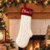 Picture of Personalized Embroidered Christmas Stocking, Custom Name Knit Stocking, Holly Berry Embroidery, Family Holiday Stocking Gift 2026 Christmas