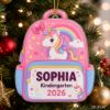 Picture of Unicorn Kindergarten Ornament, Personalized Backpack Keepsake, Custom Name School Gift, Preschool Graduation Ornament, Class of 2026 Gift